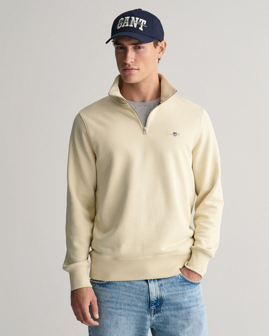 Gant Reg Shield Half Zip Sweat - Silky Beige (SizeL)