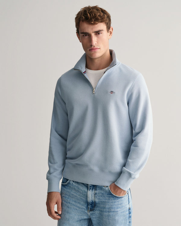 Gant Reg Shield Half Zip Sweat - Dove Blue