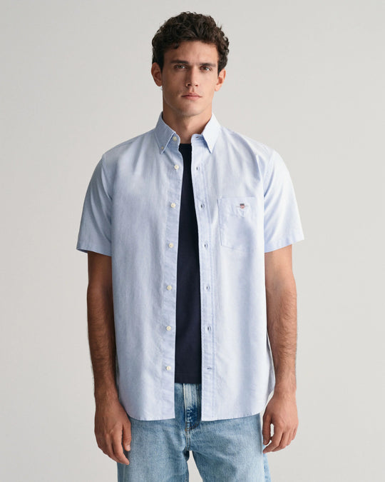Gant Reg Oxford SS Shirt - Light Blue [Size L]