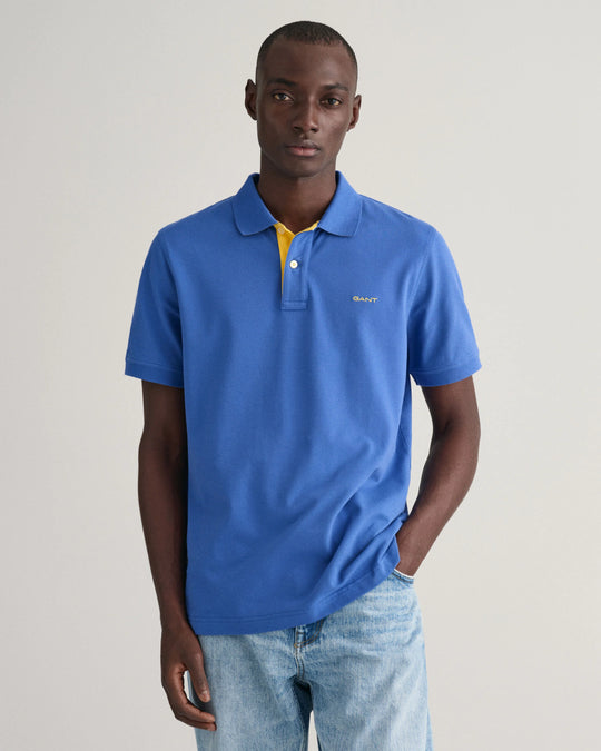Gant Reg Contrast Pique SS Rugger - Rich Blue [Size S]