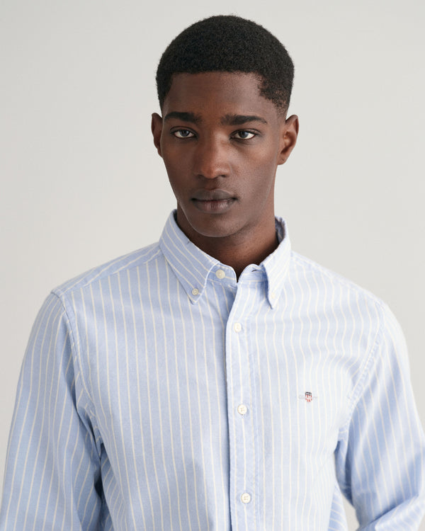 Gant Reg Oxford Stretch Stripe Shirt - Light Blue