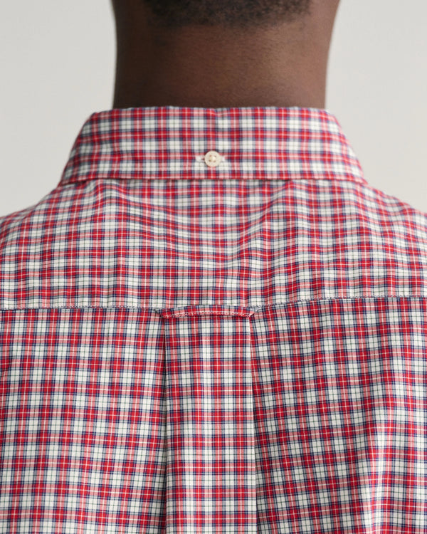 Gant Reg Poplin Microcheck SS Shirt - Ruby Red