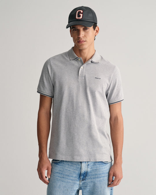 Gant Tipping SS Pique Rugger - Grey Melange [Size L]