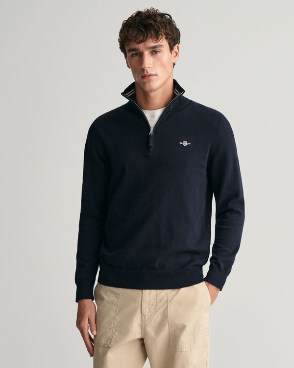 Gant Classic Cotton Half Zip - Evening Blue