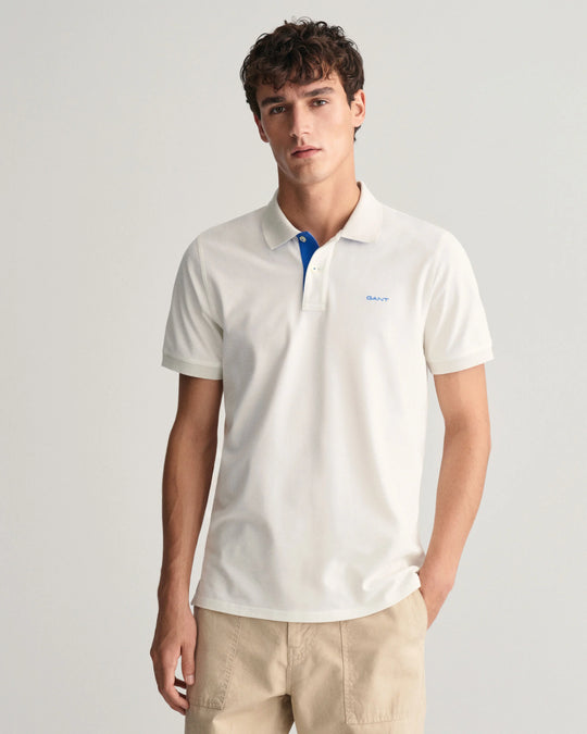 Gant Reg Contrast Pique SS Rugger - Eggshell [Size L]