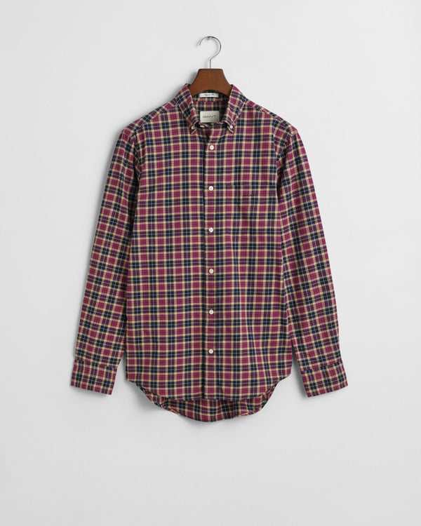 Gant Reg Light Twill Check Shirt - Wine Red