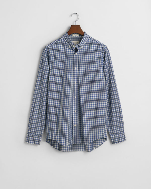 Gant Regular Fit Small Checked Poplin Shirt - College Blue