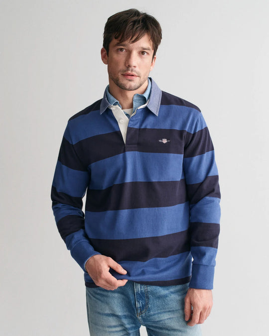 Gant Striped Chambray Heavy Rugger - Vintage Blue [Size M]
