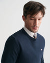 Gant Cotton Micro Textured C-Neck - Evening Blue [Size XL]