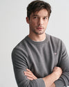 Gant Cotton Micro Textured C-Neck - Dark Grey Melange