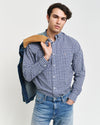 Gant Regular Fit Small Checked Poplin Shirt - College Blue