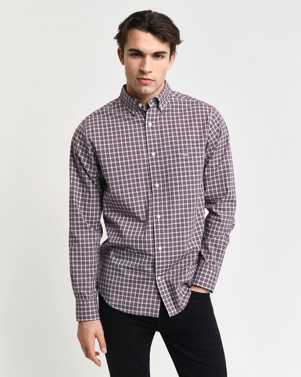 Gant Reg Poplin Small Check Shirt - Plumped Red