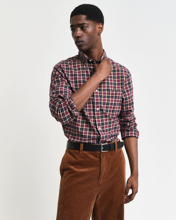 Gant Reg Light Twill Check Shirt - Wine Red