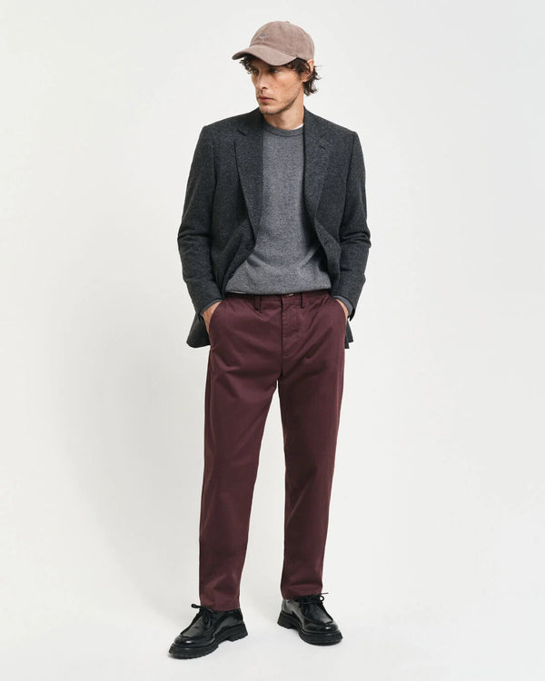 Gant Regular Twill Chinos - Dark Mahogany