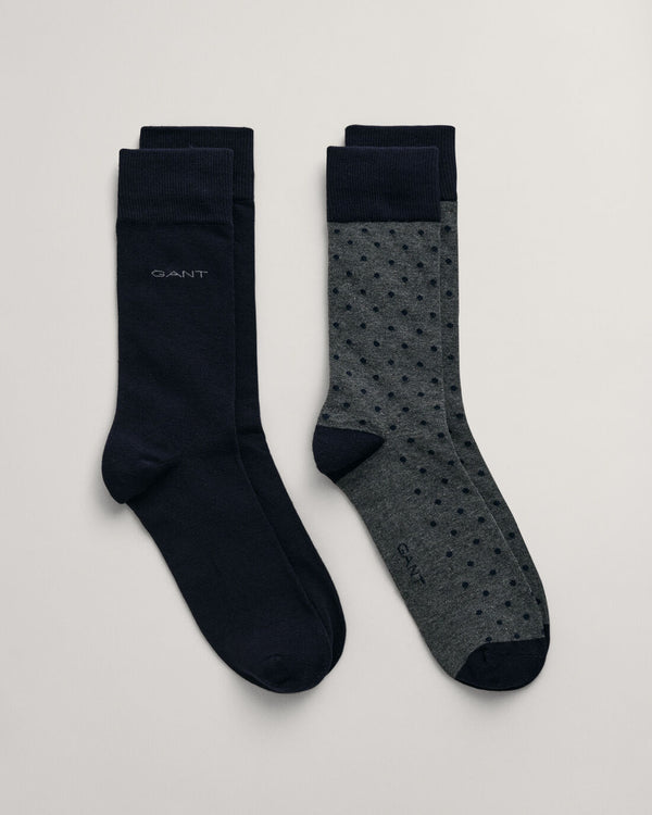 Gant Dot & Solid Socks 2-Pack - Charcoal Melange