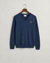 Gant Classic Cotton V-Neck - Dark Jeans/Blue Melange