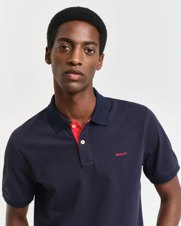 Gant Reg Contrast Pique SS Polo - Evening Blue