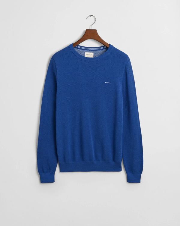 Gant Cotton Pique C-Neck - Rich Blue