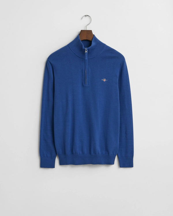 Gant Classic Cotton Half Zip - Rich Blue