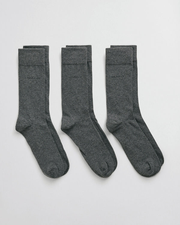 Gant Soft Cotton Socks 3-Pack - Charcoal