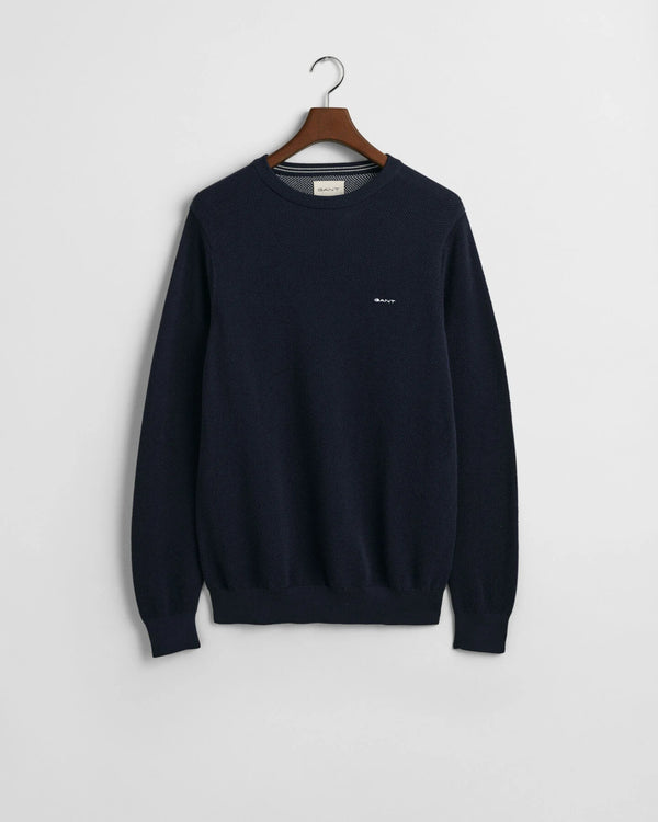 Gant Cotton Pique C-Neck - Evening Blue