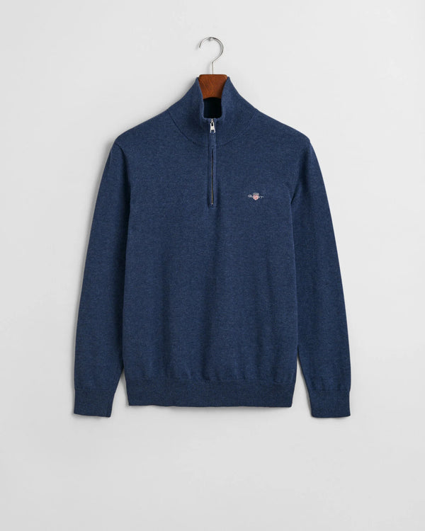 Gant Classic Cotton Half Zip - Dark Jeansblue