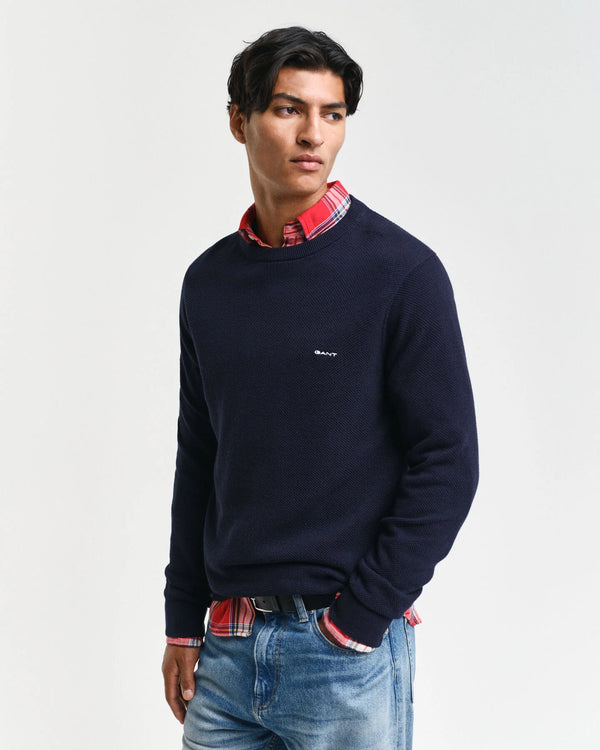 Gant Cotton Pique C-Neck - Evening Blue