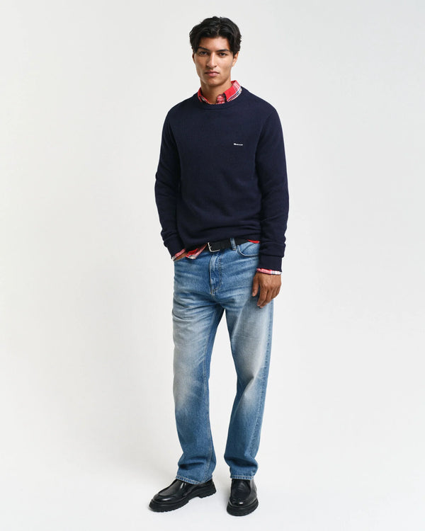 Gant Cotton Pique C-Neck - Evening Blue