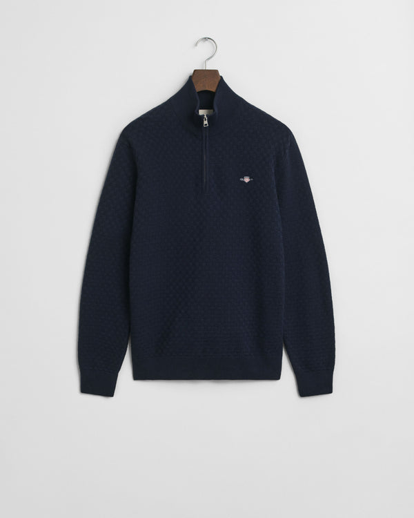 Gant Micro Texture Half Zip - Evening Blue