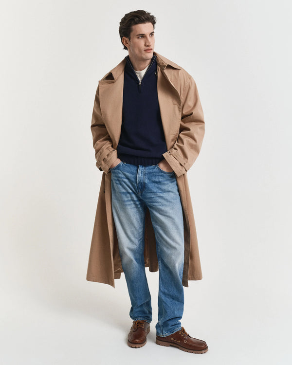 Gant Casual Cotton Half Zip - Evening Blue