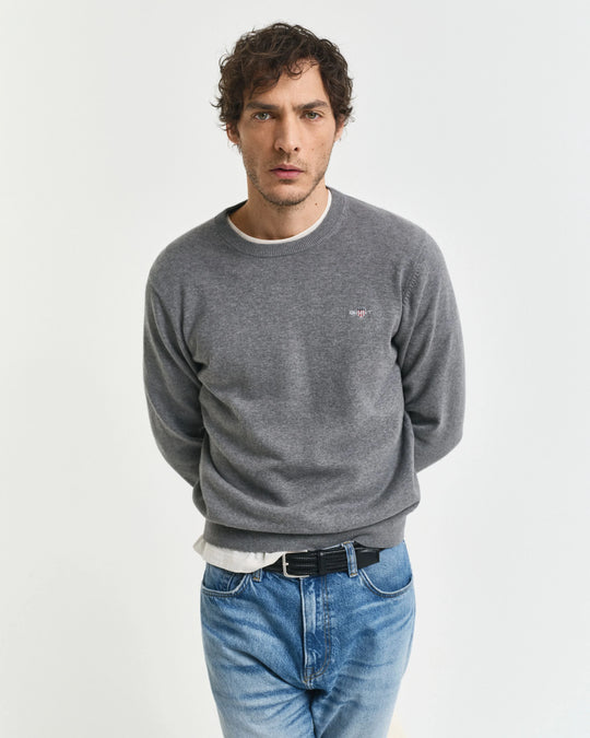 Gant Classic Cotton C-Neck - Dark Grey Melange