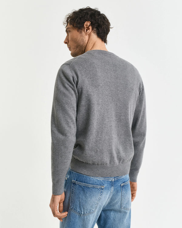 Gant Classic Cotton C-Neck - Dark Grey Melange