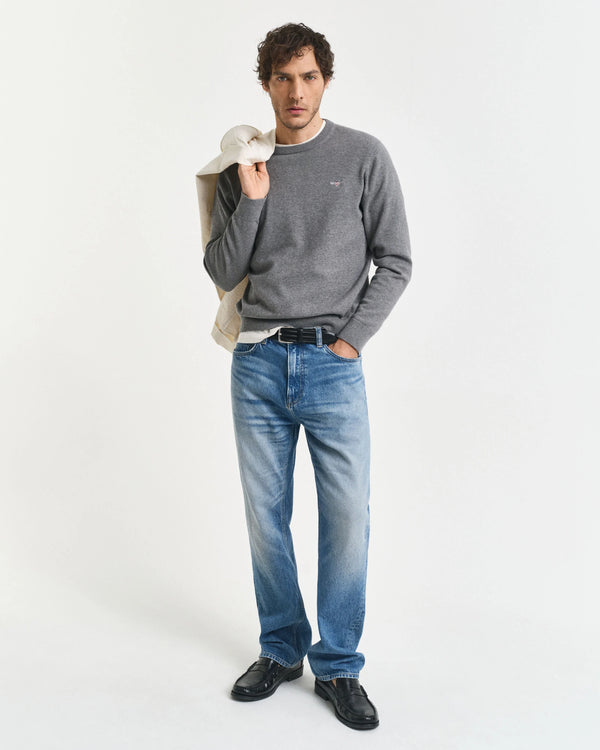 Gant Classic Cotton C-Neck - Dark Grey Melange