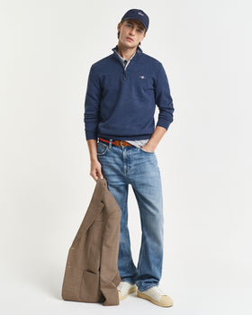 Gant Classic Cotton Half Zip - Dark Jeansblue