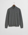 Gant Micro Texture Half Zip - Dark Grey Melange
