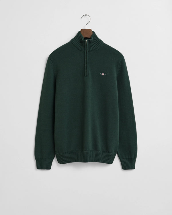 Gant Casual Cotton Half Zip - Tartan Green