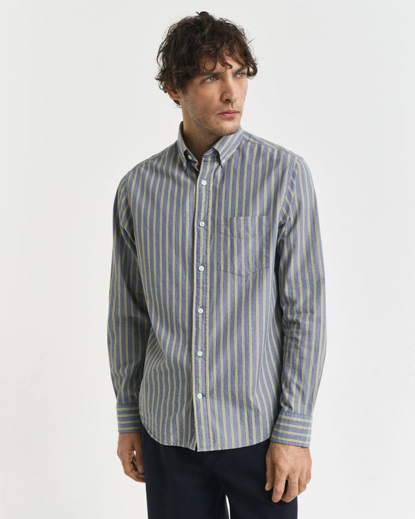 Gant Regular Archive Poplin Stripe Shirt - Naval Blue