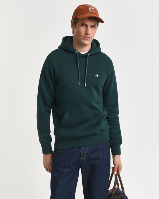 Gant Regular Shield Hoodie - Tartan Green