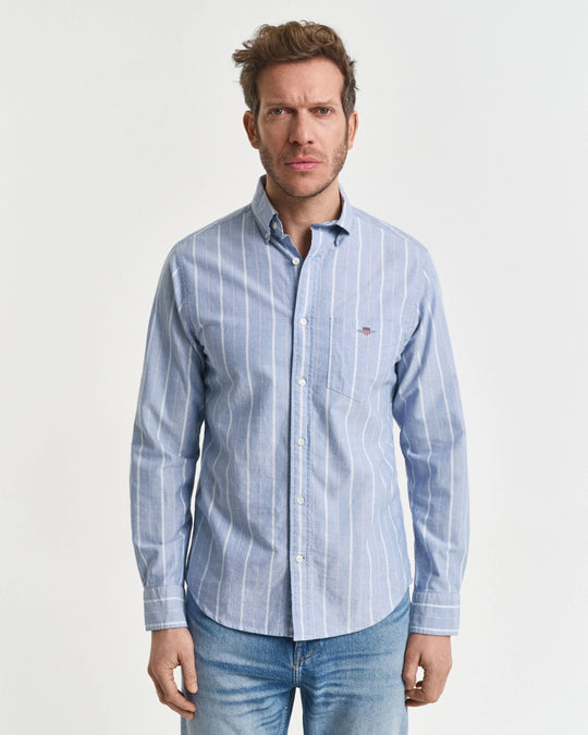 Gant Regular Classic Oxford Stripe Shirt - Rich Blue