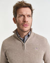 Gant Casual Cotton Half Zip - Dark Sand Melange