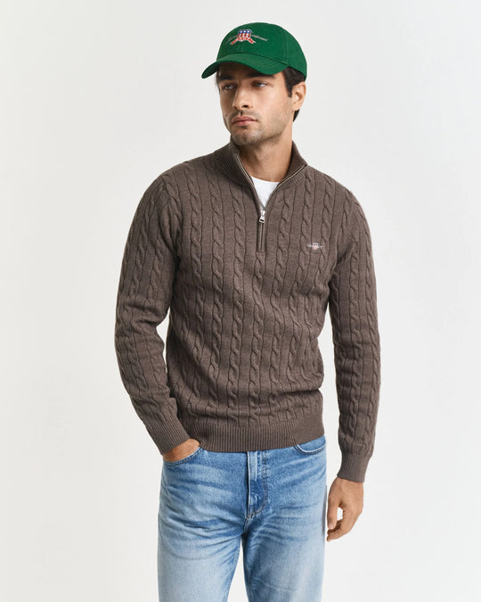 Gant Cotton Cable Half Zip - Seawood Melange