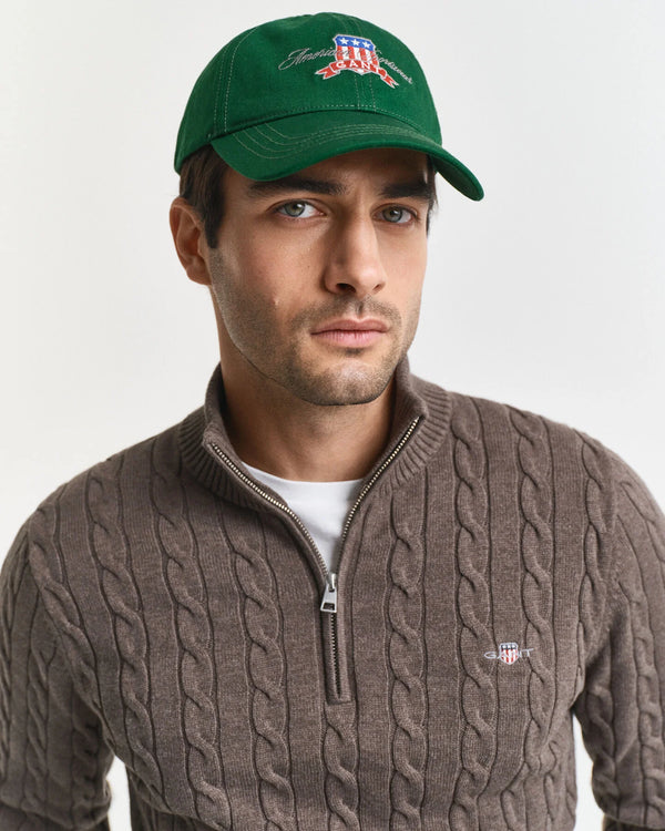 Gant Cotton Cable Half Zip - Seawood Melange
