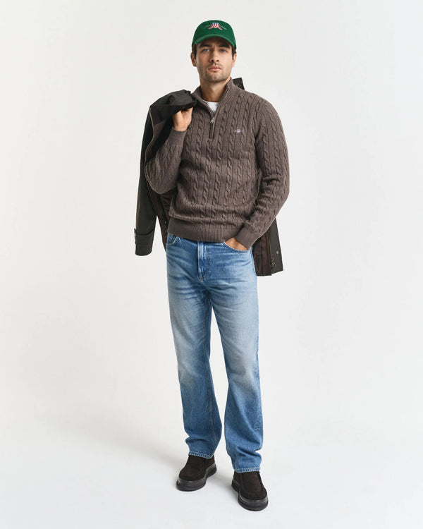 Gant Cotton Cable Half Zip - Seawood Melange