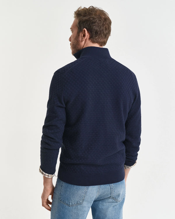 Gant Micro Texture Half Zip - Evening Blue
