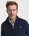 Gant Micro Texture Half Zip - Evening Blue