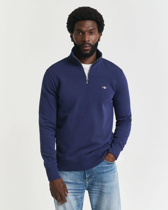 Gant Regular Shield Half Zip Sweat - Persian Blue