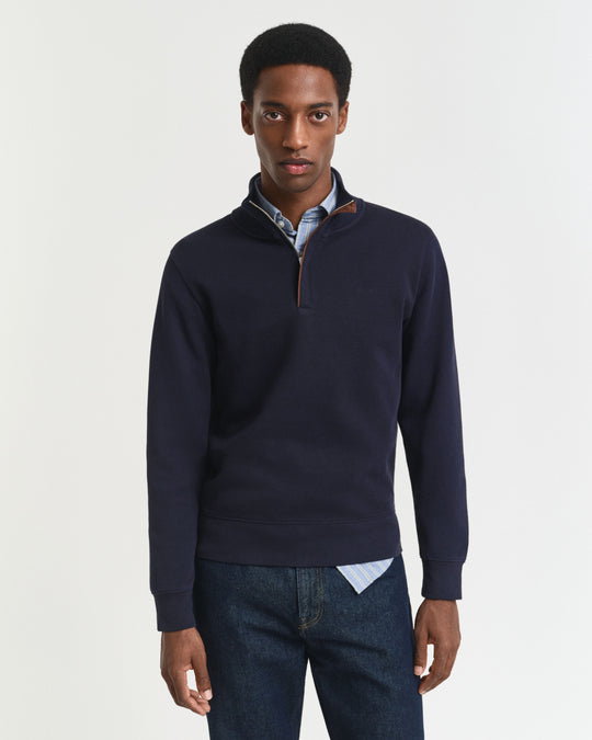 Gant Sacker Rib Half Zip - Evening Blue