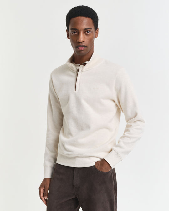 Gant Sacker Rib Half Zip - Cream