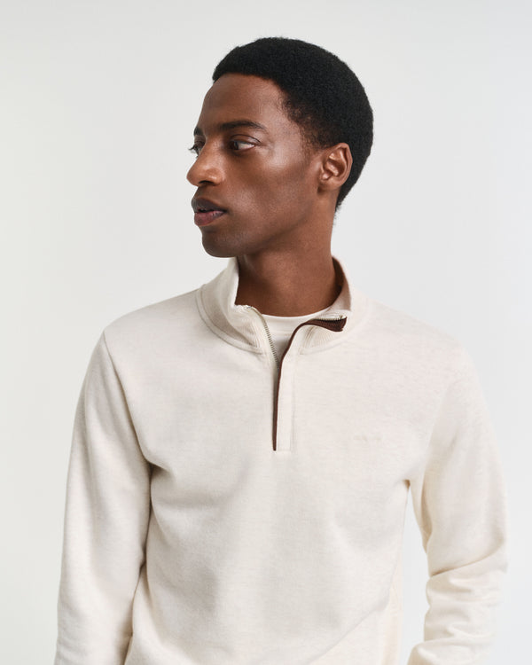 Gant Sacker Rib Half Zip - Cream