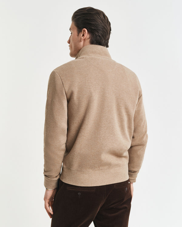 Gant Sacker Rib Half Zip - Khaki Mel